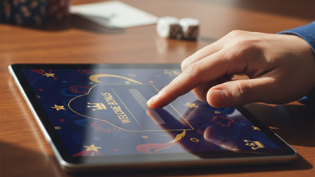 Casino Metropol hoş geldin bonuslarını aktif ederken dijital ekran.